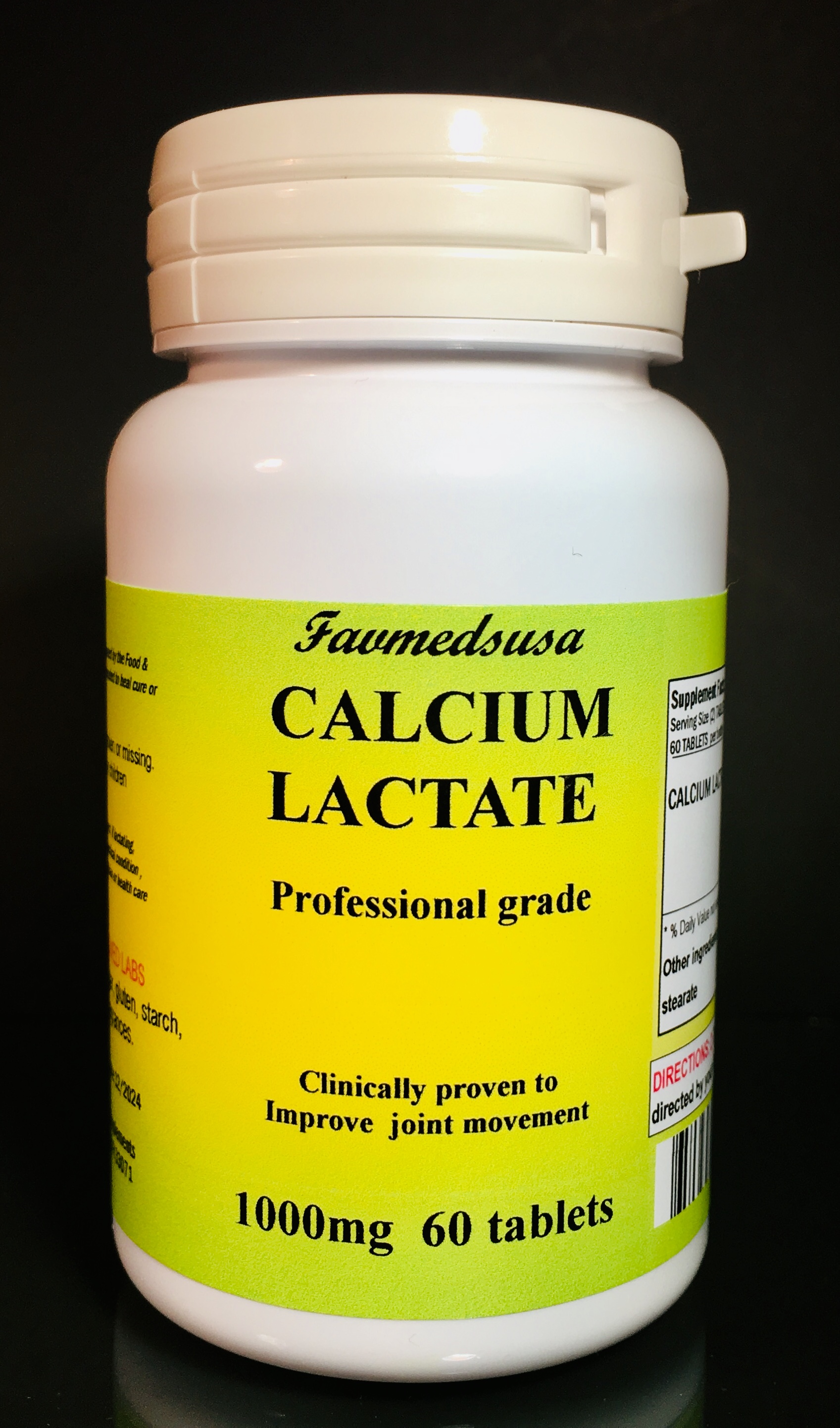 Calcium Lactate 1000mg antacid - 60 tablets